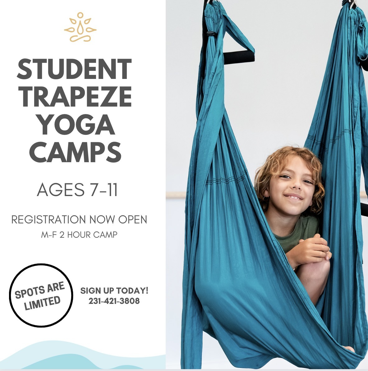 Trapeze yoga camp for kids Traverse City
