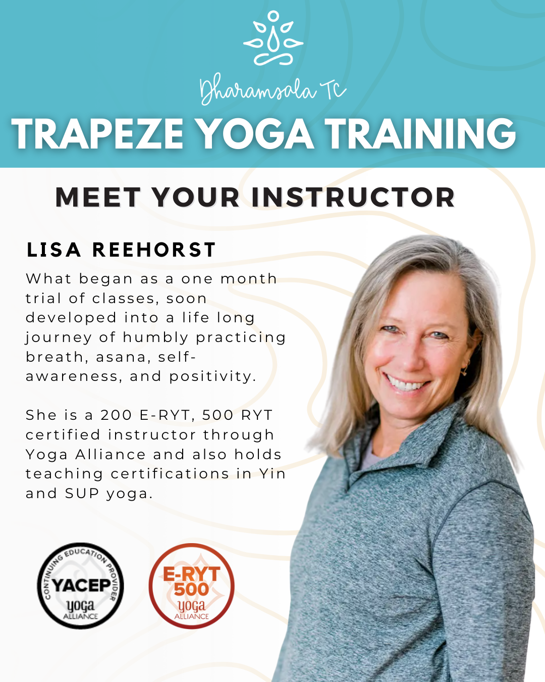 Lisa Reehorst instructor for Trapeze yoga training